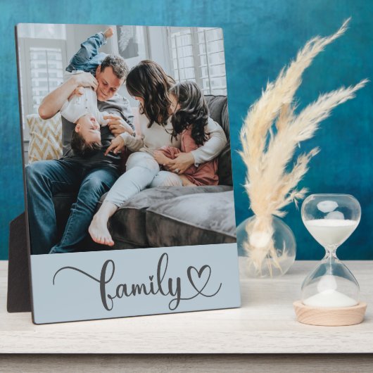 Family Love Script Custom Photo Tabletop Easel Fotoplaat (Zijkant)