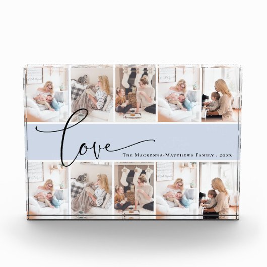 Family Love Script Monogram Aangepaste foto Collag (Voorkant)