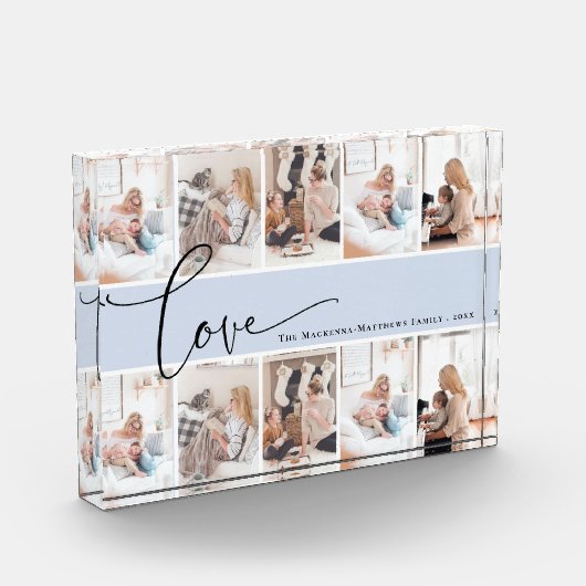 Family Love Script Monogram Aangepaste foto Collag (Links)