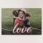 Family Love Script Personalized Photo  Legpuzzel<br><div class="desc">Using a beautiful and modern script for the word "Love",  this custom family photo puzzle can be easily personalized with your own favorite family photo. An elegant photo puzzle to be cherished and enjoyed for many years.</div>
