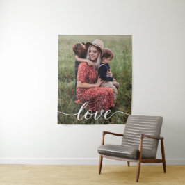 Family Love Script Persoonlijke foto Wandkleed