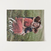 Family Love Script Persoonlijke foto Wandkleed (Voorkant (horizontaal))