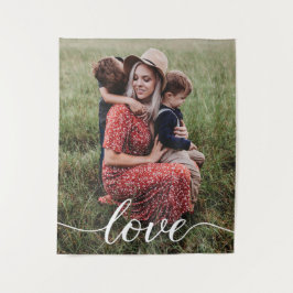 Family Love Script Persoonlijke foto Wandkleed