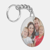 Family Love White Script Aangepaste foto Sleutelhanger (Voorkant Links)