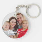 Family Love White Script Aangepaste foto Sleutelhanger (Achterkant)