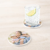 Family Love White Script Aangepaste foto Zandsteen Onderzetter (Zijkant)