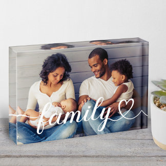 Family Love White Script Custom Horizontal Fotoblokken