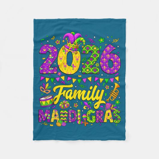 Family Mardi Gras 2026 Fat Tuesday Family Matching Fleece Deken (Voorkant)