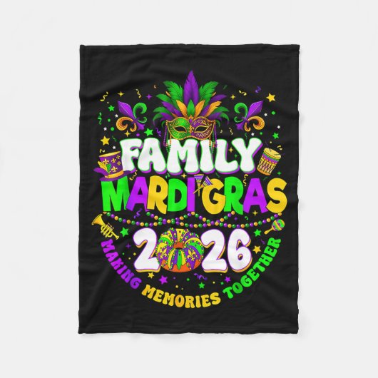 Family Mardi Gras Crew 2026 Carnival Trip Matching Fleece Deken (Voorkant)