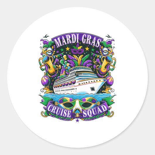 Family Mardi Gras Cruise Squad Vacation Trip Ship  Ronde Sticker (Voorkant)