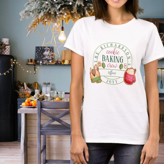 Family Matching Christmas Cookie Baking Crew T-shirt