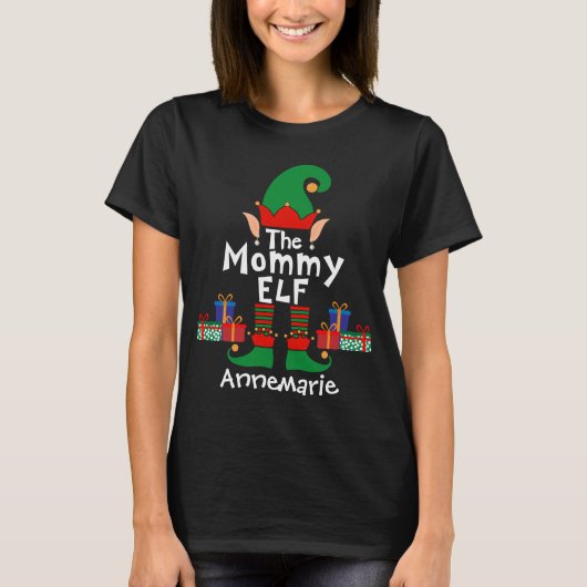 Family Matching Christmas Elf outfit met naam T-shirt (Voorkant)