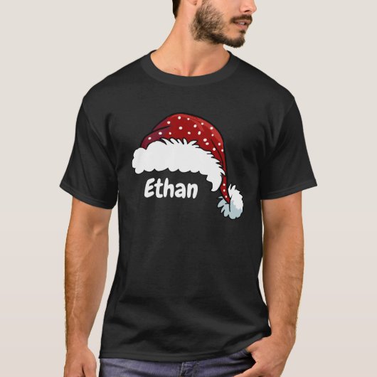 Family Matching Christmas Santa Hat Custom Name T-shirt (Voorkant)