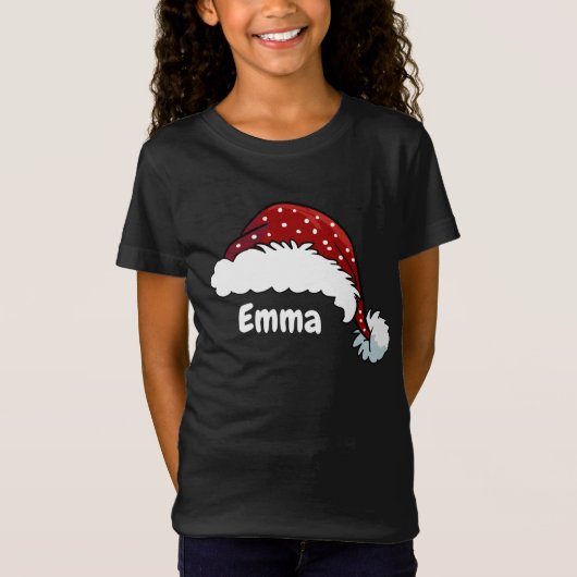 Family Matching Christmas Santa Hat Custom Name T-shirt (Voorkant)