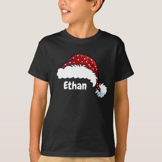 Family Matching Christmas Santa Hat Custom Name T-shirt (Voorkant)