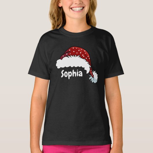 Family Matching Christmas Santa Hat Custom Name T-shirt (Voorkant)