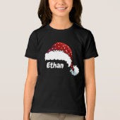 Family Matching Christmas Santa Hat Custom Name Tri-Blend Shirt (Voorkant)