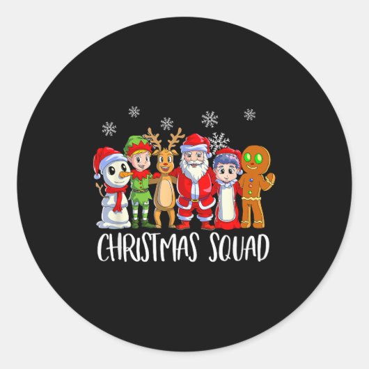 Family Matching Christmas Squad Santa Reindeer Elf Ronde Sticker (Voorkant)