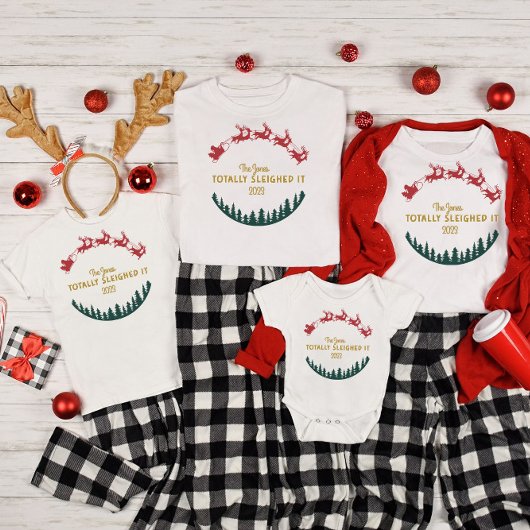 Family Matching Gepersonaliseerde naam/jaar sleigh Kinder Shirts