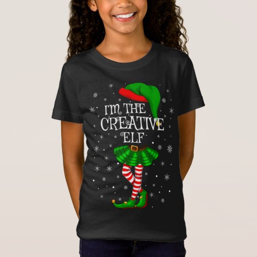 Family Matching Ik ben de creatieve elf kerst T-shirt (Voorkant)