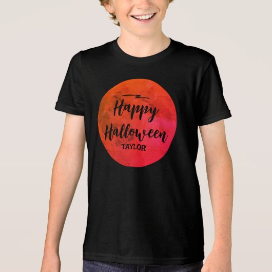 Family Matching Orange and Black Modern Halloween Tri-Blend Shirt (Voorkant)
