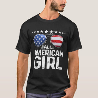 Family Matching Outfit All American Girl 4th of Ju T-shirt