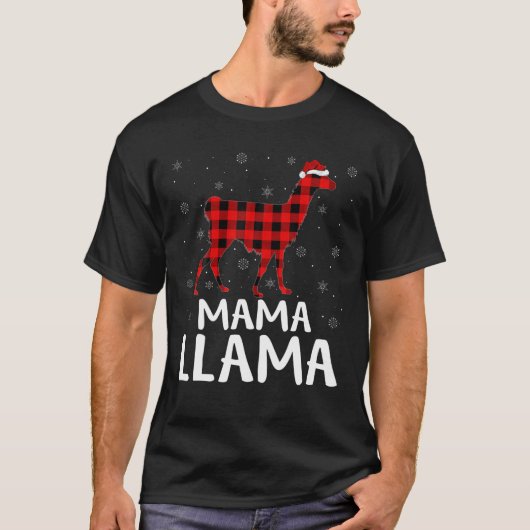 Family Matching Santa Mama Llama kerstpyjama T-shirt (Voorkant)