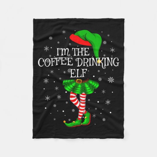 Family Matching Women Girls Coffee Drinking Elf Ch Fleece Deken (Voorkant)