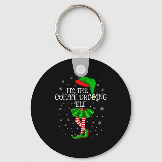Family Matching Women Girls Coffee Drinking Elf Ch Sleutelhanger (Voorkant)