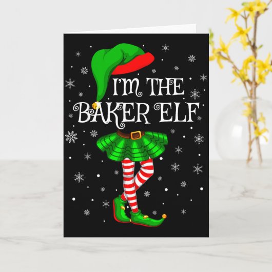 Family Matching Women Girls I'm The Baker Elf Chri Kaart (Gele Bloem)