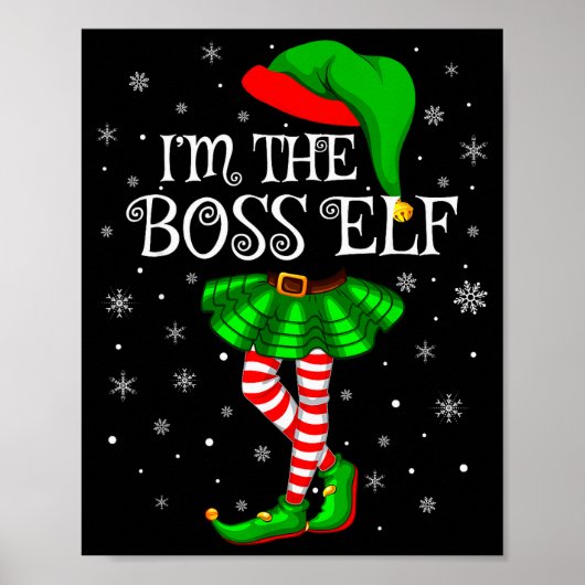 Family Matching Women Girls I'm The Boss Elf Chris Poster (Voorkant)