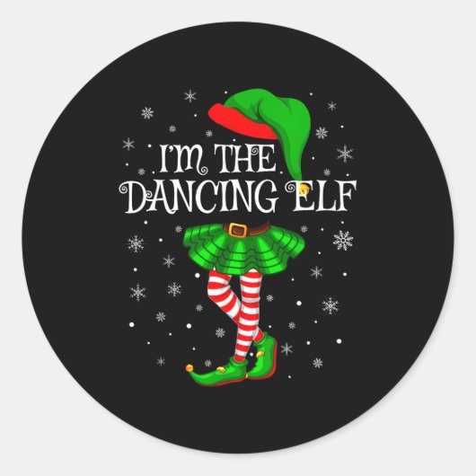 Family Matching Women Girls I'm The Dancing Elf Ch Ronde Sticker (Voorkant)