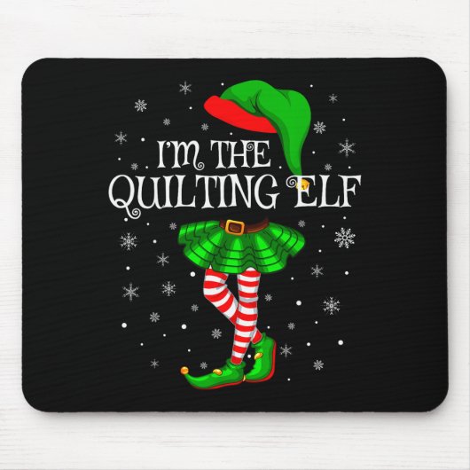 Family Matching Women Girls I'm The Quilting Elf C Muismat (Voorkant)