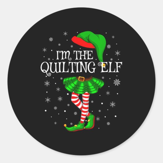 Family Matching Women Girls I'm The Quilting Elf C Ronde Sticker (Voorkant)