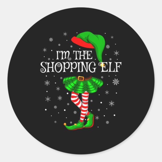 Family Matching Women Girls I'm The Shopng Elf Chr Ronde Sticker (Voorkant)