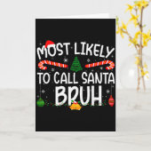 Family Matching Xmas Most Likely To Call Santa Bru Kaart (Gele Bloem)