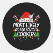Family Matching Xmas Most Likely To Eat Santa's Co Ronde Sticker (Voorkant)