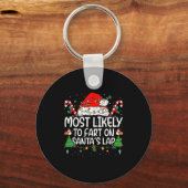 Family Matching Xmas Most Likely To Fart On Santa' Sleutelhanger (Voorkant)