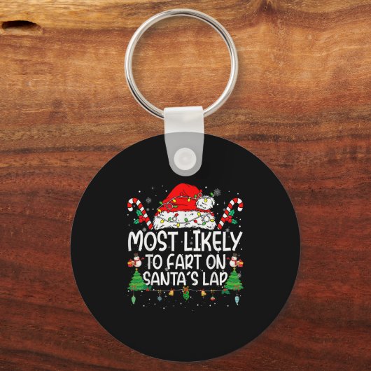 Family Matching Xmas Most Likely To Fart On Santa' Sleutelhanger (Voorkant)