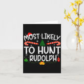 Family Matching Xmas Most Likely To Hunt Rudolph  Kaart (Gele Bloem)