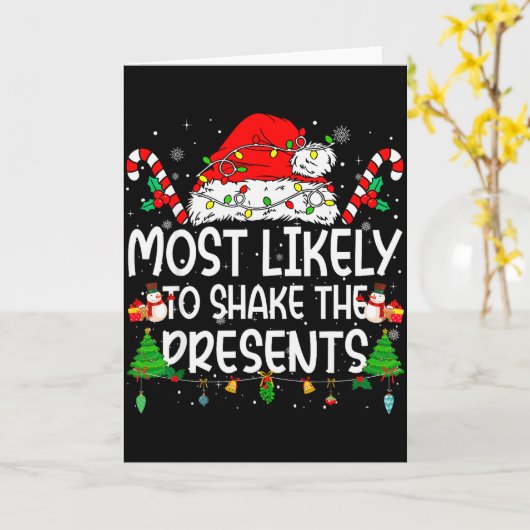 Family Matching Xmas Most Likely To Shake The  Kaart (Gele Bloem)