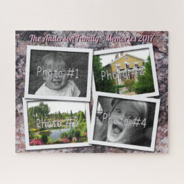 Family Memories 4 x Aangepaste foto's op Pink Rock Legpuzzel