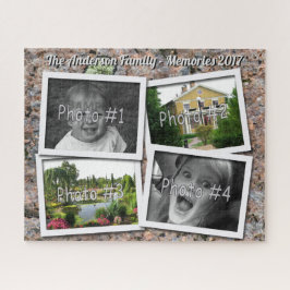Family Memories 4 x Aangepaste foto's op Rock Legpuzzel