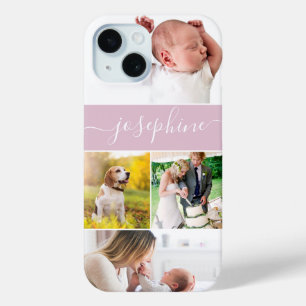 Family Memories gepersonaliseerde naam Script roze iPhone 15 Case