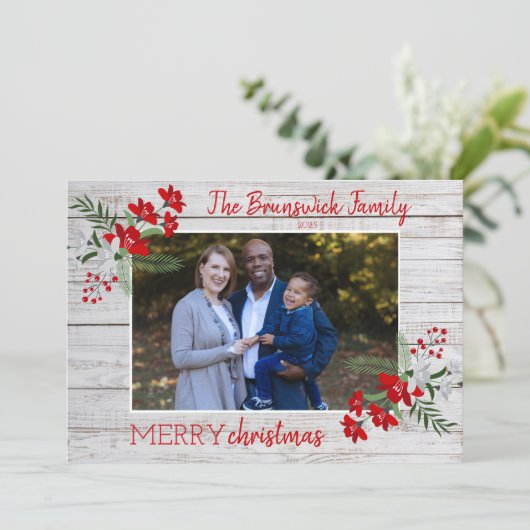 Family Merry kerstfoto Holiday Kaart (Staand voorkant)