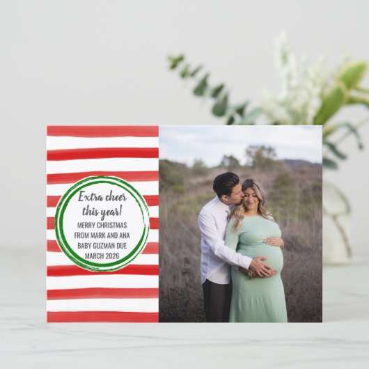 Family Merry Kerstman Zwangere Fotovakantie Kaart (Staand voorkant)