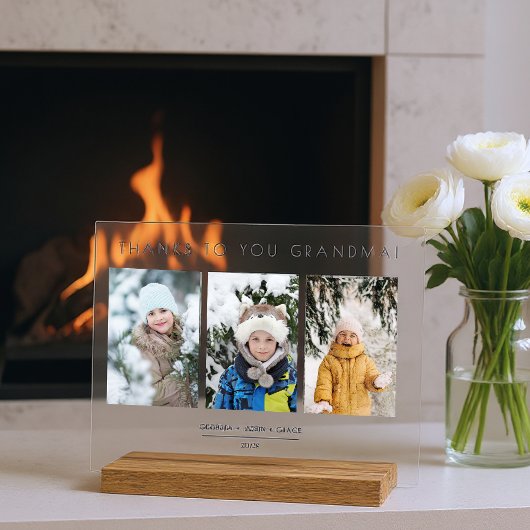 Family Minimalist 3 Photos Collage Keepsake Acryl Bord
