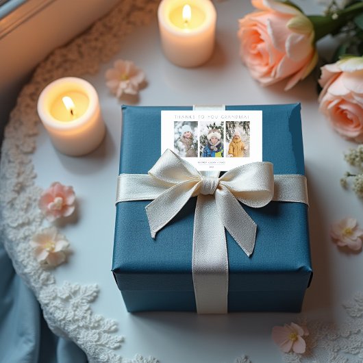 Family Minimalist 3 Photos Collage Keepsake Rechthoekige Sticker