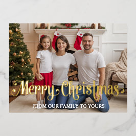 Family Modern  Photo Foil Holiday, Christmas Card Folie Feestdagen Briefkaart