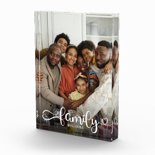 FAMILY Moderne Simple Hearts Love Script Fotoblokken (Rechts)